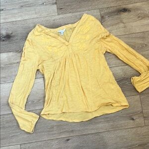 Lucky Brand Yellow Women's Top with Embroidery M